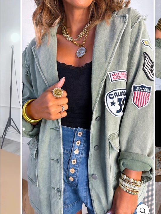 Vici Jackets & Blazers - VICI Green Patched Military Blazer Jacket